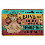 I'm Mostly Peace Love And Light A Little Go Fuck Yourself Wrapped Framed Canvas - Unframed Poster, White, 0.75'' Framed Canvas