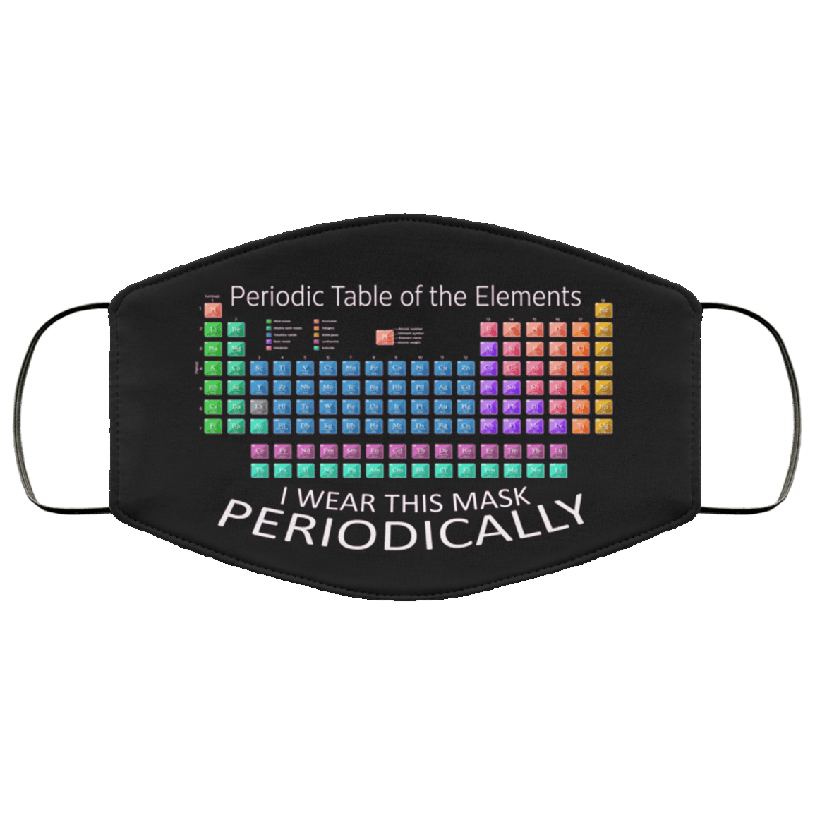 Periodic Table of the Elements I Wear This Mask Periodically Washable Reusable Custom - Printed Cloth Face Mask Cover, Black, Cloth Face Cover Periodic Table of the Elements I Wear This Mask Periodically Washable Reusable Custom - Printed Cloth Face Mask Cover, Black, Cloth Face Cover