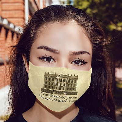 Alternative view of Visit Pemberley He Won't Be Home Washable Reusable Custom Printed Cloth Face Mask Cover