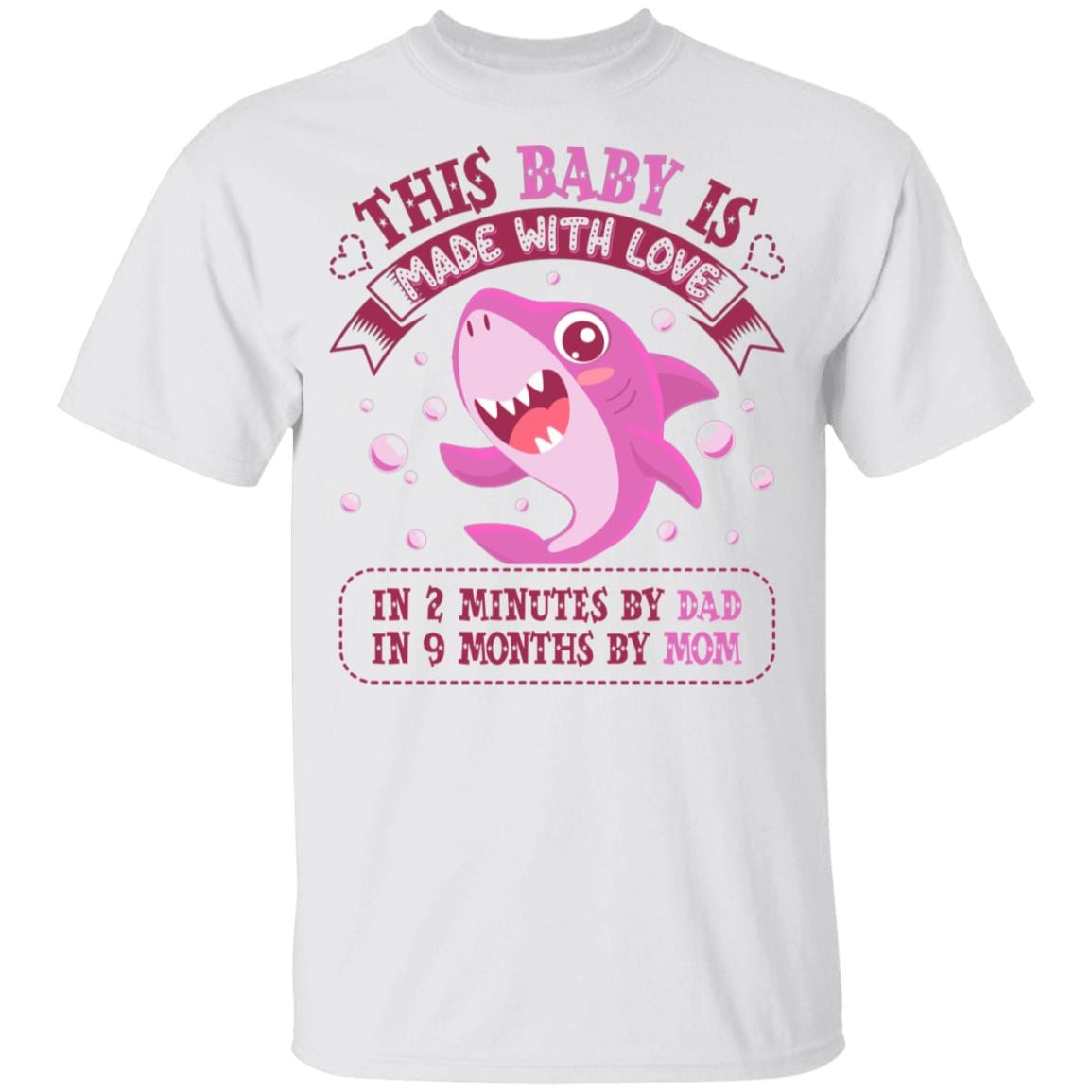 This Baby Is Made with Love in 2 Minutes by Dad in 9 Months by Mom Cute Youth Tee, White, Youth T-Shirt