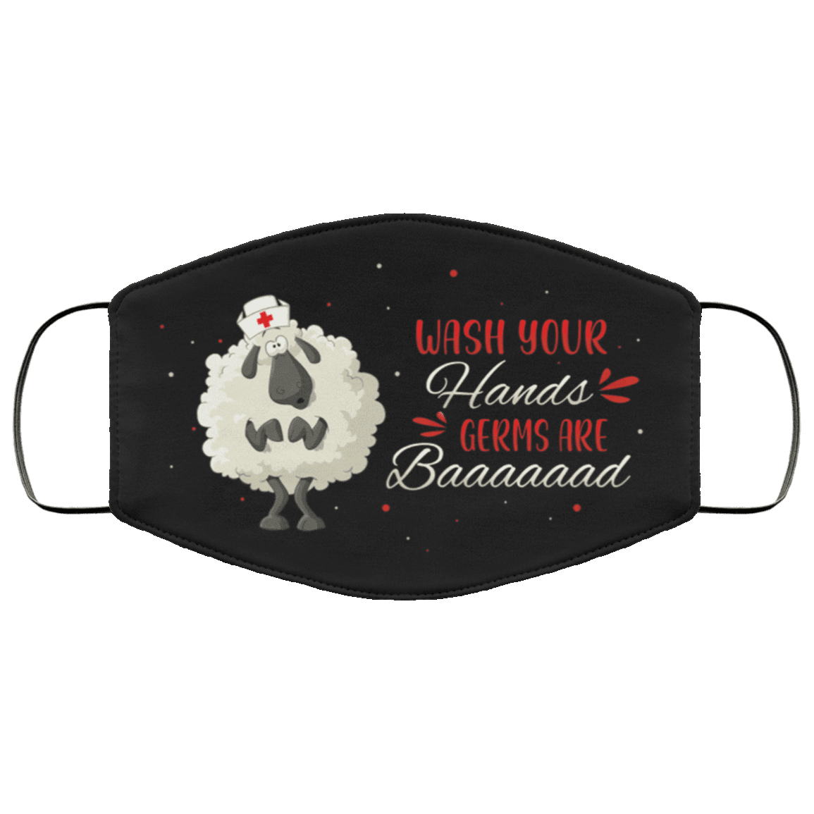 Funny Sheep Wash Your Hands Germs Are Bad Washable Reusable Custom - Printed Cloth Face Mask Cover, Black, Cloth Face Cover