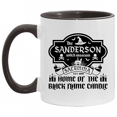 The Sanderson Witch Museum Home Of The Black Flame Candle Accent Mug, White/Black, 11 oz. Accent Mug