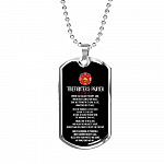 FIREFIGHTER'S PRAYER When I Am Called to Duty God Wherever Flames May Rage Dog Tag Pendant Necklace - Dog Tag (Silver)