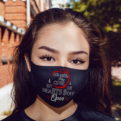 Alternative view of Our School May Close but Our Hearts Stay Open Washable Reusable Custom - Printed Cloth Face Mask Cover