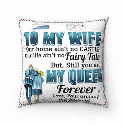 Alternative view of Letter to My Wife Our Home Ain't No Castle Throw Pillow - Decorative Pillow - Indoor Outdoor Cushion
