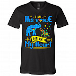 I Am His Voice He Is My Heart Elephant Autism T-Shirt - V-Neck Shirt - Autism Awareness Dad Mom Shirt, Black, V-Neck T-Shirt I Am His Voice He Is My Heart Elephant Autism T-Shirt - V-Neck Shirt - Autism Awareness Dad Mom Shirt, Black, V-Neck T-Shirt