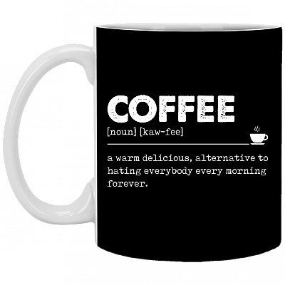 Funny Definition Coffee a Warm Delicious Ceramic Coffee Mug - Beer Stein - Water Bottle - Color Changing Mug, Black, 11 oz. White Mug