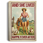 And She Lived Happily Ever After Farmer Girl Wrapped Framed Canvas Prints - Country Girl Unframed Poster, White, 0.75'' Framed Canvas