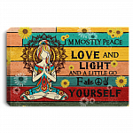 I'm Mostly Peace Love And Light and A Little Go Fck Yourself Framed Canvas Prints - Unframed Poster - Sunflower Canvas Art, White, 0.75'' Framed Canvas