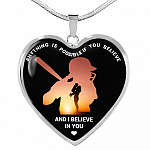 Baseball Necklaces Girl Anything Is Possible If You Believe and I Believe in You Heart Pendant Necklace - Heart Luxury Necklace (Silver)
