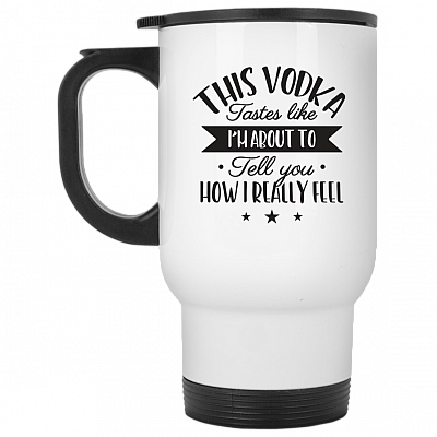 14 oz. White Travel Mug