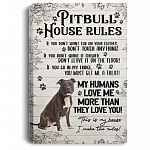Pitbull House Rules If You Don't Want Fur Don't Touch Anything Gallery Wrapped Framed Canvas - Unframed Poster, White, 0.75'' Framed Canvas