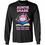Auntie Shark Doo Doo Doo Hoodie - Long Sleeve - Sweatshirt Shirt, Black, Long Sleeve