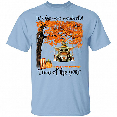 It's The Most Wonderful Time Of The Year Shirt - Baby Yoda Shirt Funny Halloween Shirt - Pumpkin Spices Shirt, Light Blue, Unisex T-Shirt