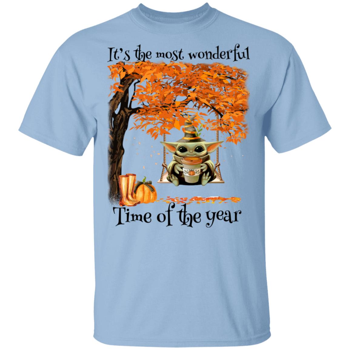 It's The Most Wonderful Time Of The Year Shirt - Baby Yoda Shirt Funny Halloween Shirt - Pumpkin Spices Shirt, Light Blue, Unisex T-Shirt