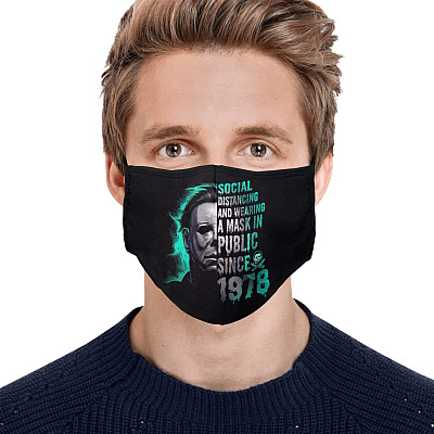 Alternative view of Social Distancing and Wearing a Mask in Public Since 1978 Washable Reusable Custom - Printed Cloth Face Mask Cover