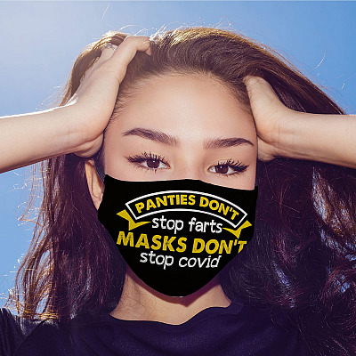 Alternative view of Panties Don't Stop Farts Masks Don't Stop Covid Washable Reusable Custom - Printed Cloth Face Mask Cover