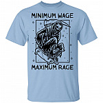 Minimum Wage Maximum Rage Grim Reaper Skate T-Shirt, Light Blue, Unisex T-Shirt