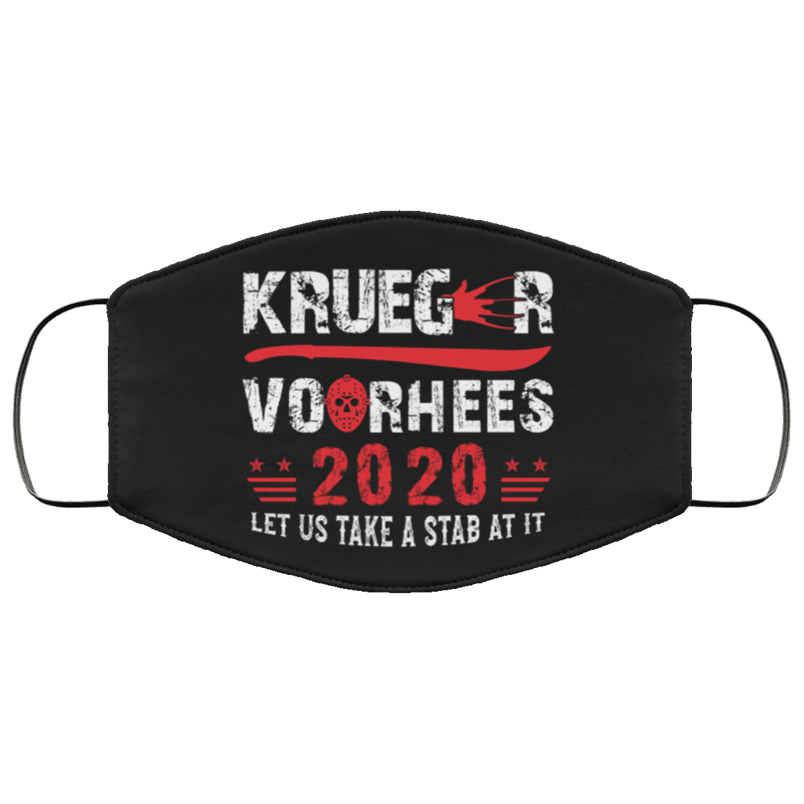 Krueger Voorhees Let Us Take A Stab At It Washable Reusable Custom Printed Cloth Face Mask Cover - Halloween Horror Face Mask, Black, Cloth Face Cover