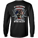 As I Walk Through The Valley Of The Shadow Of Death Vintage Veteran Plain Front - Print On Back Hoodie, Black, Long Sleeve