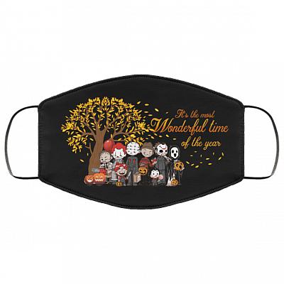 It's The Most Wonderful Of The Year Halloween Friends Horror Movies Creepy Characters Washable Reusable Custom - Printed Cloth Face Mask Cover, Black, Cloth Face Cover