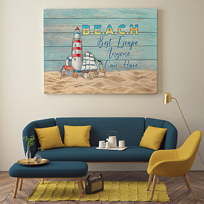 Alternative view of Best Escape Anyone Can Have Ocean Beach Gallery Wrapped Framed Canvas Prints - Unframed Poster - Home Decor Wall Art