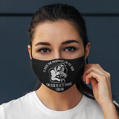 Alternative view of Buffalo Bill It Puts the Facemask on Its Skin or Else Washable Reusable Custom - Printed Cloth Face Mask Cover