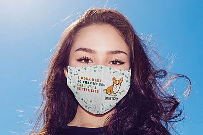 Alternative view of Personalized I Work Hard So That My Dog Can Have A Better Life Corgi Washable Reusable Custom - Printed Cloth Face Mask Cover