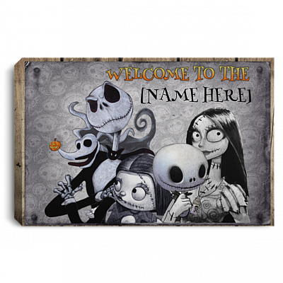 Personalized Jack And Sally Family Portrait Nightmare Before Christmas Framed Canvas Prints-Unframed Poster, White, 0.75'' Framed Canvas