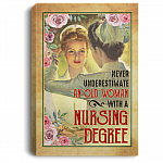 Never Underestimate An Old Woman With A Nursing Degree Gallery Wrapped Framed Canvas Prints - Unframed Poster, White, 0.75'' Framed Canvas