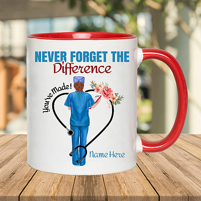Alternative view of Personalized Never Forget The Difference You've Made Ceramic Accent Mug-Thank You Nurse Gifts Mug