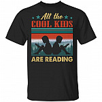 Vintage All the Cool Kids Are Reading T-Shirt - Kids Reading Books Shirt, Black, Unisex T-Shirt