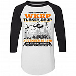 1st Annual WKRP Turkey Drop November 22 1978 As God Is My Witness I Thought Turkeys Could Fly 3/4 Raglan Jersey Shirt - Baseball Tee, White/Black, Raglan Jersey