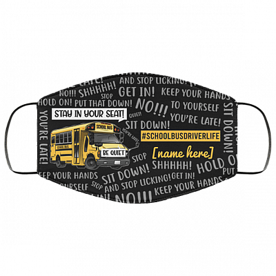 Funny School Bus Driver Life Cloth Mask, Black, Cloth Face Cover