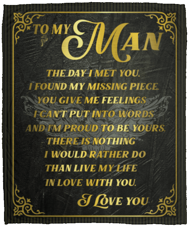 To My Man The Day I Met You I Found My Missing Piece Fleece Blanket - Premium Sherpa Blanket - Woven Blanket, White, Cozy Plush Fleece Blanket - 50x60 To My Man The Day I Met You I Found My Missing Piece Fleece Blanket - Premium Sherpa Blanket - Woven Blanket, White, Cozy Plush Fleece Blanket - 50x60