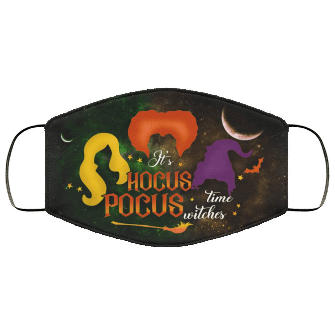 Halloween Mask - It's Hocus Time Witches Pocus Washable Reusable Custom - Printed Cloth Face Mask Cover, Black, Cloth Face Cover Halloween Mask - It's Hocus Time Witches Pocus Washable Reusable Custom - Printed Cloth Face Mask Cover, Black, Cloth Face Cover