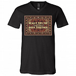 Really Ties the Body Together - Lebowski Sweater Pattern T-Shirt - V-Neck, Black, V-Neck T-Shirt
