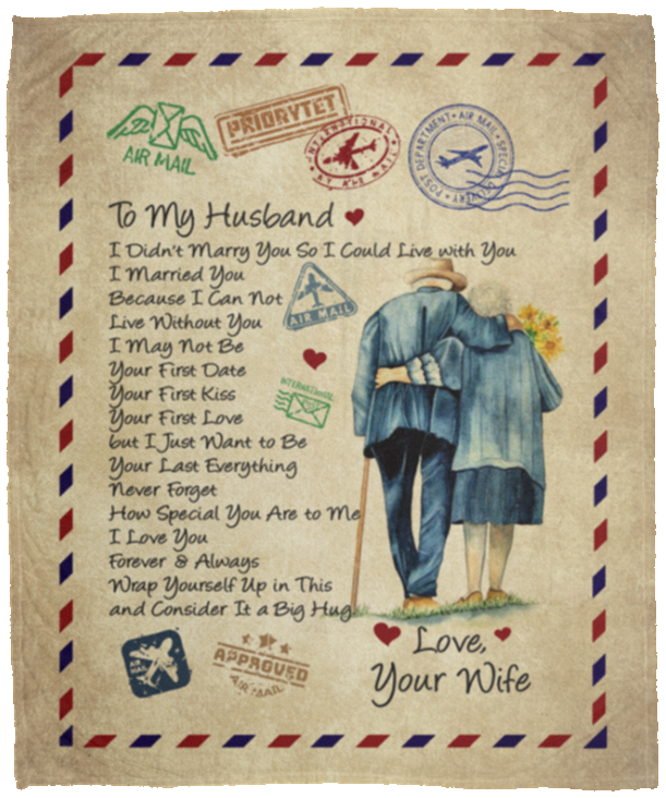 To My Husband I Didn't Marry You So I Could Live With You Message Letter Fleece Blanket - Premium Sherpa Blanket, White, Cozy Plush Fleece Blanket - 50x60