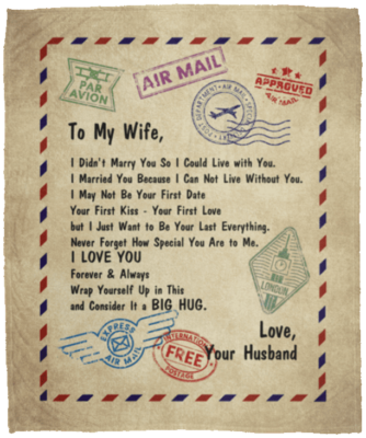 From Husband To My Wife I Didn't Marry You So I Could Live With You Fleece Blanket - Premium Sherpa Blanket, White, Cozy Plush Fleece Blanket - 50x60