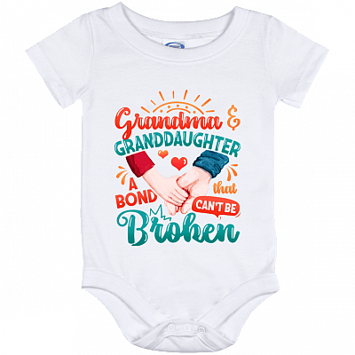 Grandma and Granddaughter a Bond That Can't Be Broken Baby Onesie - Baby Infant Bodysuit Gift, White, Baby Onesie - 12 Month