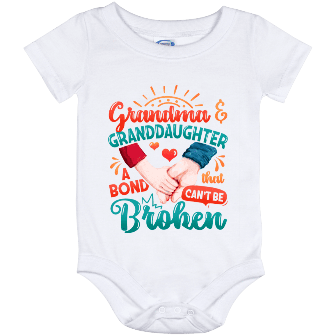 Grandma and Granddaughter a Bond That Can't Be Broken Baby Onesie - Baby Infant Bodysuit Gift, White, Baby Onesie - 12 Month