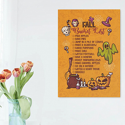 Alternative view of Fall Bucket List Autumn Pumpkin Home Decoration Gallery Wrapped Framed Canvas Prints - Unframed Poster