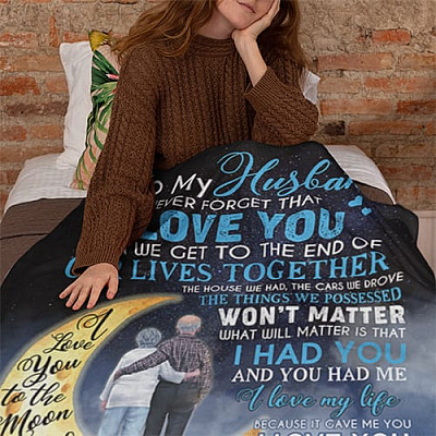 Alternative view of To My Husband Never Forget That I Love You When We Get To The End Fleece Blanket - Premium Sherpa Blanket