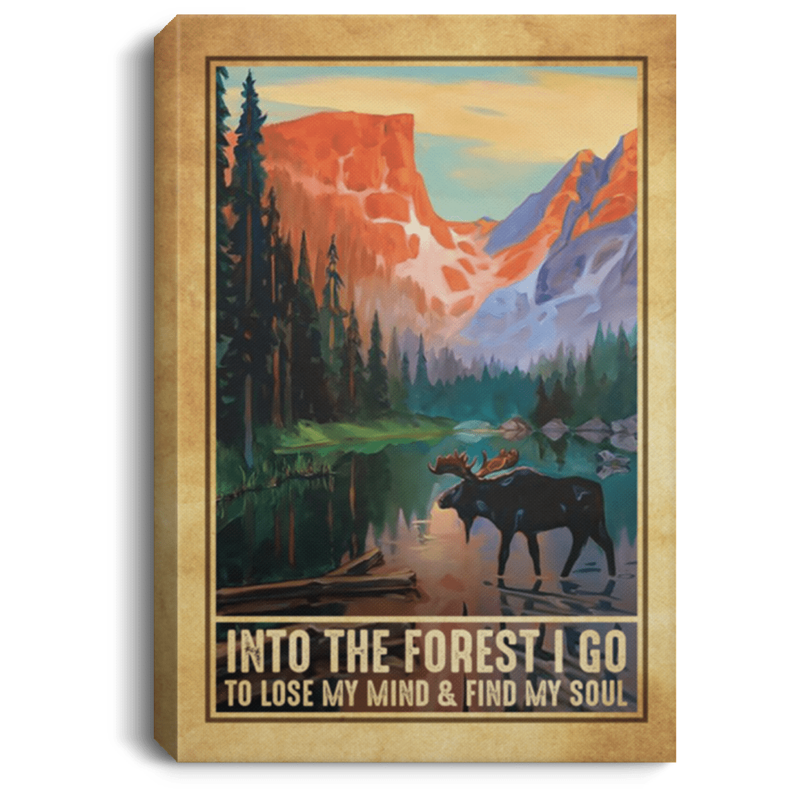 Into the Forest I Go to Lose My Mind Wrapped Framed Canvas Prints - Unframed Poster - Home Decor Wall Art, White, 0.75'' Framed Canvas