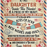 To My Daughter Inside This Blanket Is A Piece Of My Heart Letter Fleece Blanket - Mink Sherpa Blanket, White, Cozy Plush Fleece Blanket - 50x60