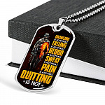 Crawling Is Acceptable Falling Is Acceptable Blood Is Acceptable Sweat Is Acceptable Pain Is Acceptable US Army Veteran Dog Tag Pendant Necklace - Dog Tag (Silver)