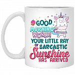 Your Little Ray of Sarcastic Sunshine Has Arrived Coffee Mug - Beer Stein - Water Bottle - Color Changing Mug, White, 11 oz. White Mug