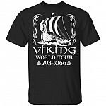 Viking World Tour 793 - 1066 Norsemen Scandinavia T-shirt - Floki's Shipyard Tee Shirt, Black, Unisex T-Shirt