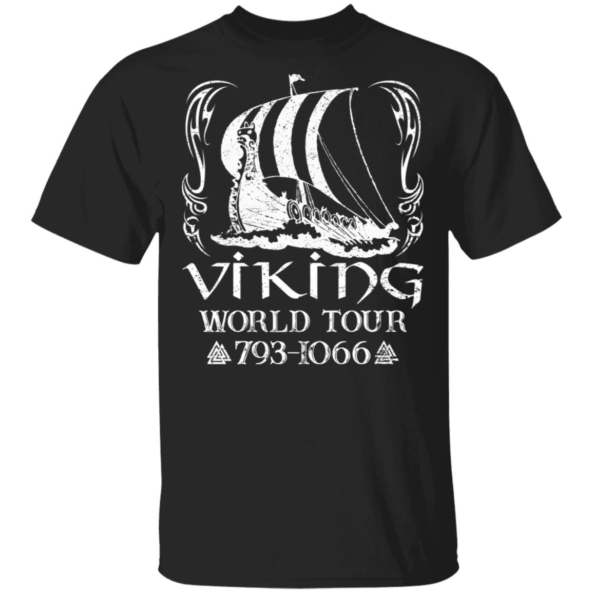 Viking World Tour 793 - 1066 Norsemen Scandinavia T-shirt - Floki's Shipyard Tee Shirt, Black, Unisex T-Shirt