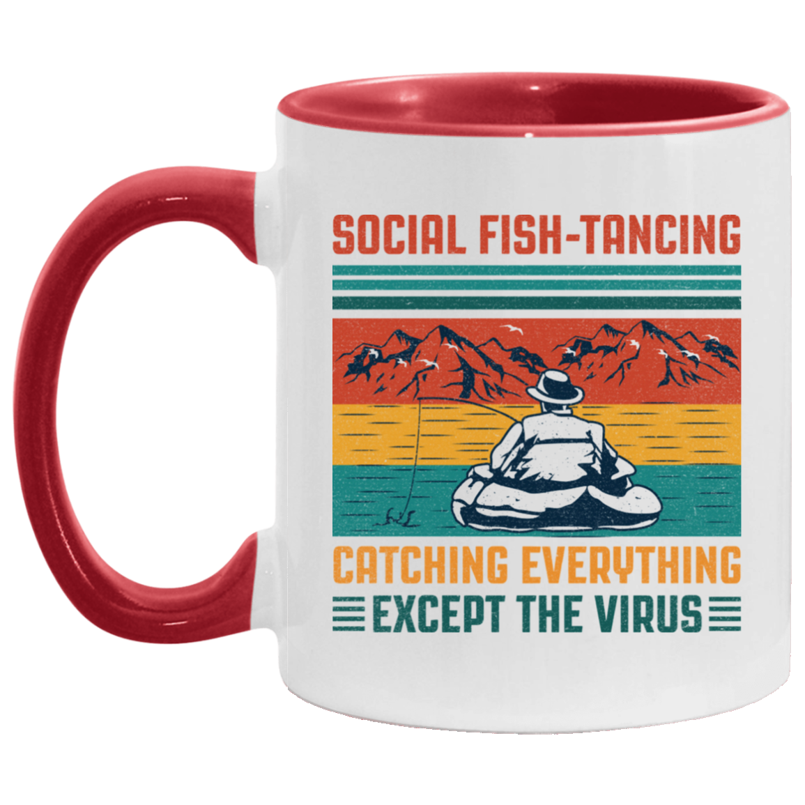 Social Fish-Tancing Funny Dad Accent Mug, White/Red, 11 oz. Accent Mug